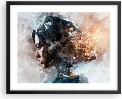 Produktbild von Gerahmtes Poster - Schwarzer Rahmen - Frau Abstraktion - 50x40 cm - Wand Bild - Wanddeko - Wandbilder - Kunstposter - Wandposter - Bilderrahmen - Bilder - Kunstdruck - Wandbild - P2BAA50x40-3956