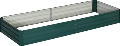 Image de Outsunny Jardinière extérieur Carré Potager de Jardin dim. 241L x 90l x 30H cm tôle d'acier ondulée Vert foncé