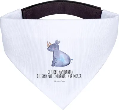 Produktbild von Mr. & Mrs. Panda Tuch Einhorn Nashorn - Weiß - Geschenk, Nashörner, Unicorn, Halstuch Hund, Für Hunde, Regenbogen, Lustig, Hundehalstuch, Zoo