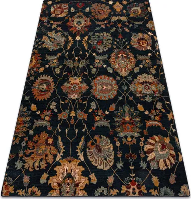 Produktbild von Wollteppich OMEGA LATICA Blumen dunkelblau Blau 170x235 cm