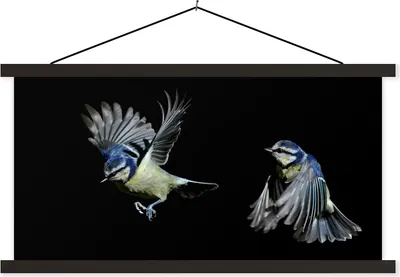 Produktbild von MuchoWow® Textilposter Vogel - Federn - Porträt 150x75 cm mit schwarzem Rahmen - Posterleiste