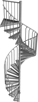 Produktbild von Spindeltreppe Ø 160 cm | Höhen: 342-359 cm | 18 Stufen, ein Podest | Streckgitter Stufenbelag, Feuerverzinkt