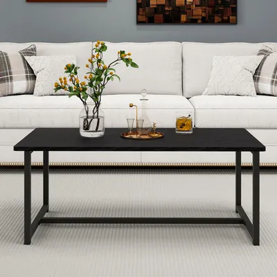 Salontafel, rechteckig, Metall, schwarz, 90x45x42 cm, modern