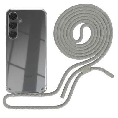 Produktbild von EAZY CASE Handykette für Samsung Galaxy S24 Plus, Clear Case aus Silikon, mit Umhängeband, abnehmbare Endstücke, Handyband in Beige