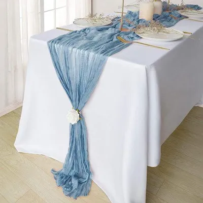 Produktbild von Famanu Tischläufer aus Gaze - Rustikaler transparenter Läufer 30 cm - Für Hochzeiten, Feiern, Babypartys