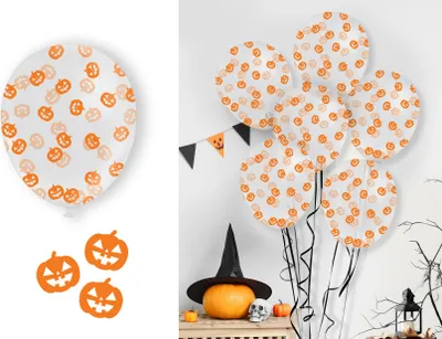 Immagine prodotto di Palloncini zucca di Halloween Decorazione festa per bambini Festa umore Celebrazione Divertimento Decorazioni coriandoli Spaventosa zucca riempita d'aria, Colore: Arancione
