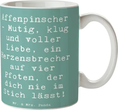 Produktbild von Mr. & Mrs. Panda Becher Spruch Affenpinscher Liebe - Meeresbrise - Geschenk, kaffeetasse bedruckt, voller, Hunderassen, Teebecher, Hundeliebhaber, Keramiktasse, Tasse