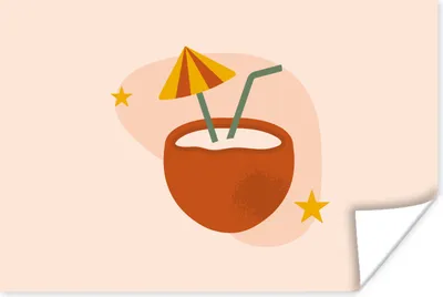 Produktbild von MuchoWow® Poster Cocktail - Kokosnuss - Sommer 60x40 cm - Schlafzimmerdekoration