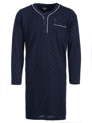Produktbild von Nachthemd Langarm - Zacken , Farbe:navy, Größe:M