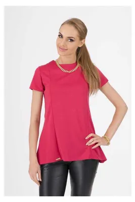 Produktbild von Damen Longshirt elegant Asymetrisch; Dunkelpink/S/36