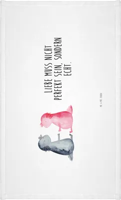Produktbild von Mr. & Mrs. Panda Handtuch Axolotl Liebe - Weiß - Geschenk, Händehandtuch, Valentinstag, Lurch, Flauschtuch, 50x100, kleines, Frotteehandtuch