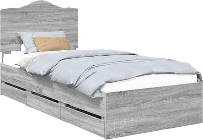 Obrázek produktu pro Rám postele vidaXL s čelem, barva sonoma, rozměry 90 x 200 cm, materiál: dřevo