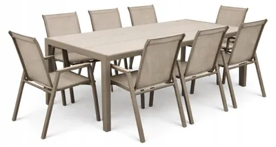 Zdjęcie produktu dla Zestaw mebli ogrodowych balkon stół Allen Pro 190x90S + 8x krzesło Pola KD taupe