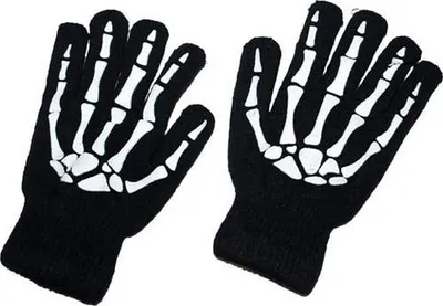 Produktbild von Gloves black with skeleton print