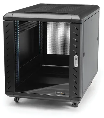 Obrázok produktu pre StarTech.com RK1236BKF, Voľne stojací rack, 12U, 800 kg, Zámok, Otočné kolieska, 43,5 kg