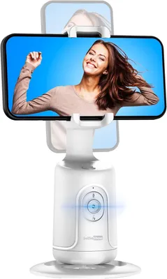 Produktbild von Smartphone Halterung mit Gesichtsverfolgung, 360 Grad Drehung, weiß, für Videoaufnahmen