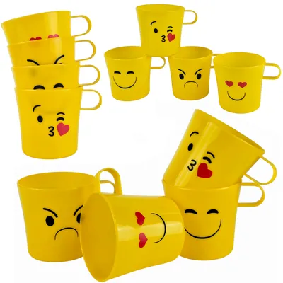 Produktbild von 12 Trinkbecher Kinder Becher Lustige Motive Campingbecher Mehrweg Kunststoff