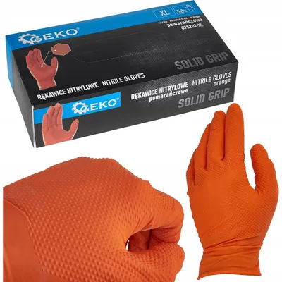 Immagine prodotto di GEKO Guanti in nitrile Solid Grip 3D, solidi, resistenti alle sostanze chimiche, 50 pezzi, arancione, taglia XL - G75201-XL