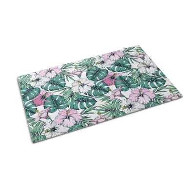 Imagen del producto de Alfombrilla para la puerta - Tapete para atrapar la suciedad - Alfombrilla antideslizante para interior y exterior - 60x40 cm - Diseño de hojas de monstera