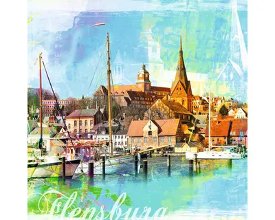 Produktbild von Glasbild Flensburg Hafen V 20x20 cm
