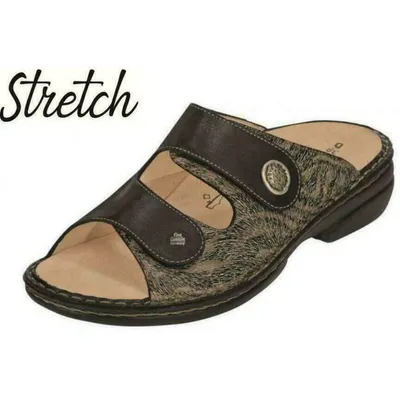 Zdjęcie produktu dla Finn Comfort, Zeno, damskie, mule, Finnstretch, szary/czarny, NOWOŚĆ - buty damskie, muły/oddzielacze palców, czarny