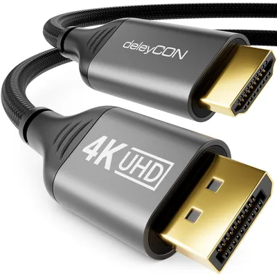 Produktbild von deleyCON 2m 4K DisplayPort zu HDMI Kabel 4K@60Hz WQHD@165Hz