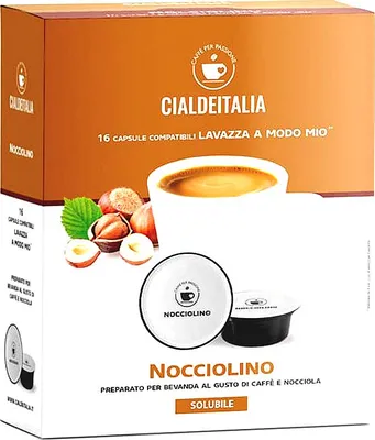 Produktbild von Cialdeitalia - Nocciolino Kapseln kompatibel mit Lavazza A Modo Mio Maschinen - Getränkepulver mit Kaffee und Haselnussgeschmack - 192 Kapseln