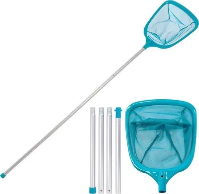 Obrázek produktu pro Síť na čištění bazénu - síť na odstraňování listí - čištění vody - teleskopická tyč - 150 cm - zelená