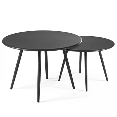 Image de Lot de 2 tables basses de jardin en acier anthracite - Oviala Palavas