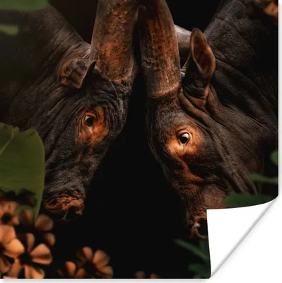 Produktbild von MuchoWow® Poster Blumen - Kuh - Dschungel 75x75 cm - Wand Dekoration