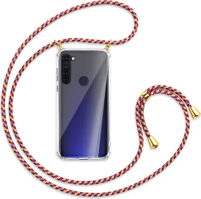 Produktbild von Handykette Backcover-Schutzhülle mit Band (Metall goldfarben) für Motorola Moto G Pro, G Stylus - weinrot/gelb/grau