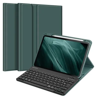 Produktbild von FINTIE Hülle mit Tastatur für iPad Air 11 Zoll M4/M3/M2 (2026/2025/2024), iPad Air 5./4. Gen 10,9 Zoll, TPU Rückschale Schutzhülle mit Stifthalter, magnetisch Abnehmbarer QWERTZ Keyboard, Lila Marmor