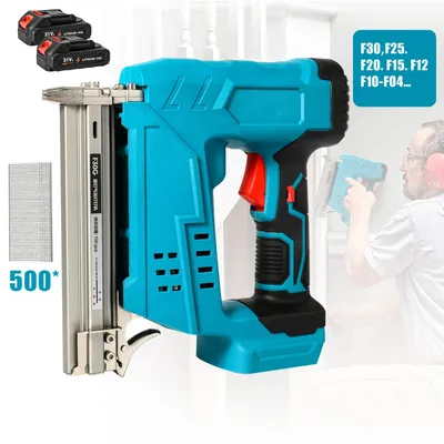 Image de Pistolet à clous sans fil F30 - Cloueur électrique - Sans fil - Pour travaux sur bois - Appareil portatif - 18 V - 2 batteries
