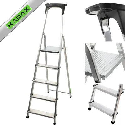 Obrázok produktu pre Hliníkový rebrík do 125 kg - Skladací bezpečnostný rebrík pre seniorov - 6 stupňov