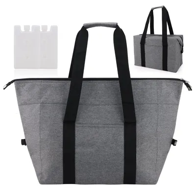 Produktbild von Kühltasche Thermotasche Picknicktasche - 20 Liter - Faltbar - Mit 2 Eisboxen - Grau