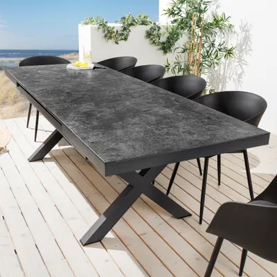 Produktbild von riess-ambiente Ausziehbarer Outdoor Esstisch EMPIRE 180-240cm anthrazit Keramik Gartentisch