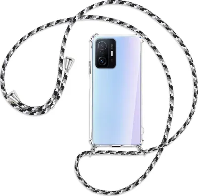 Produktbild von Handykette Backcover-Schutzhülle mit Band (Metall silberfarben) für Xiaomi Mi 11T - schwarz/grau/weiß