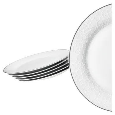 Produktbild von 6x Venedig Speiseteller Ø26,7cm Porzellan Weiß Relief Essteller Platte