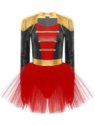 Produktbild von Damen Zirkus Direktorin Kostüm – Größe M - Tanzkleid mit Pailletten, Fransen und Tutu, vielseitiger Bodysuit/Jumpsuit für Fasching, Karneval, Cosplay