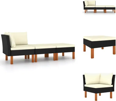 Produktbild von vidaXL 3-tlg. Garten-Lounge-Set Poly Rattan und Eukalyptus Massivholz -  Gartensofaelemente