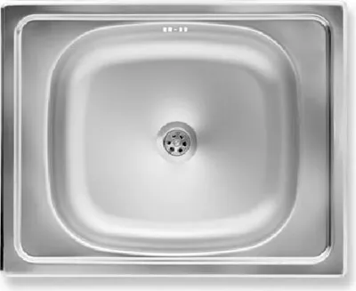 A top-down view of a stainless steel sink.