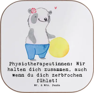 Produktbild von Mr. & Mrs. Panda Tassenuntersetzer Physiotherapeutin Zusammenhalt - Weiß - Geschenk, emotionale Unterstützung, Liebe, Anerkennung, Geschenke mit Herz, Berufspassion