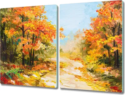 Produktbild von Coloray Küchenbrett Kochplattenabdeckung Hackbrett Schneidebrett Herdabdeckplatte 2x40x52 cm - Herbstwaldpfad