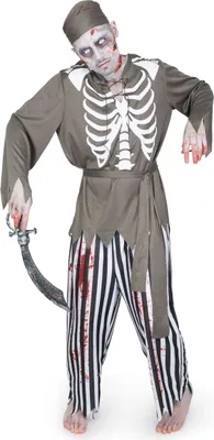 Immagine prodotto di Costume da pirata scheletro fantasma da uomo grigio-nero-bianco - L