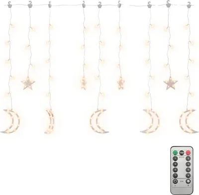 Produktbild von vidaXL Lichterketten Stern und Mond Fernbedienung 138 LEDs Warmweiß