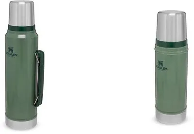 Produktbild von 1L Edelstahl Thermosflasche Grün Hammertone