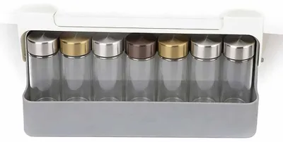 Produktbild von Gewürzregal Mit 6 Gewürzdosen, Extensibles Küchengewürzregal, Gewürzhalter Ohne Bohren Für Unterschränke