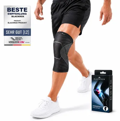 Produktbild von BLACKROX Kniebandage V3 Kniestütze Vergleichssieger Sport Herren Damen Knie Bandage Meniskus Joggen laufen Kompression Knieschoner, Schwarz, Gr. M