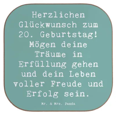 Produktbild von Mr. & Mrs. Panda Untersetzer für Gläser Spruch 20. Geburtstag - Meeresbrise - Geschenk, gläseruntersetzer, Tischschoner, Happy Birthday, Erwachsensein, Träume, Coaster