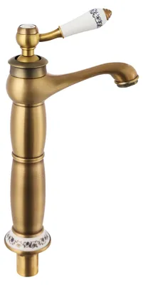 Zdjęcie produktu dla Bateria umywalkowa – mieszacz jednouchwytowy w stylu retro – mosiądz – wkład ceramiczny – montaż natynkowy – średnica przyłącza 0,95 cm – kolor złoty